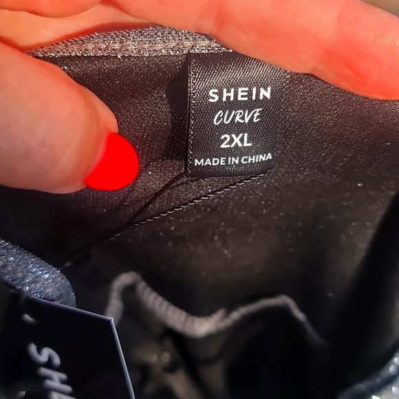 Shein sxy plus size 2xl silver glitter homecoming ruched side slip dress - Picture 4 of 14